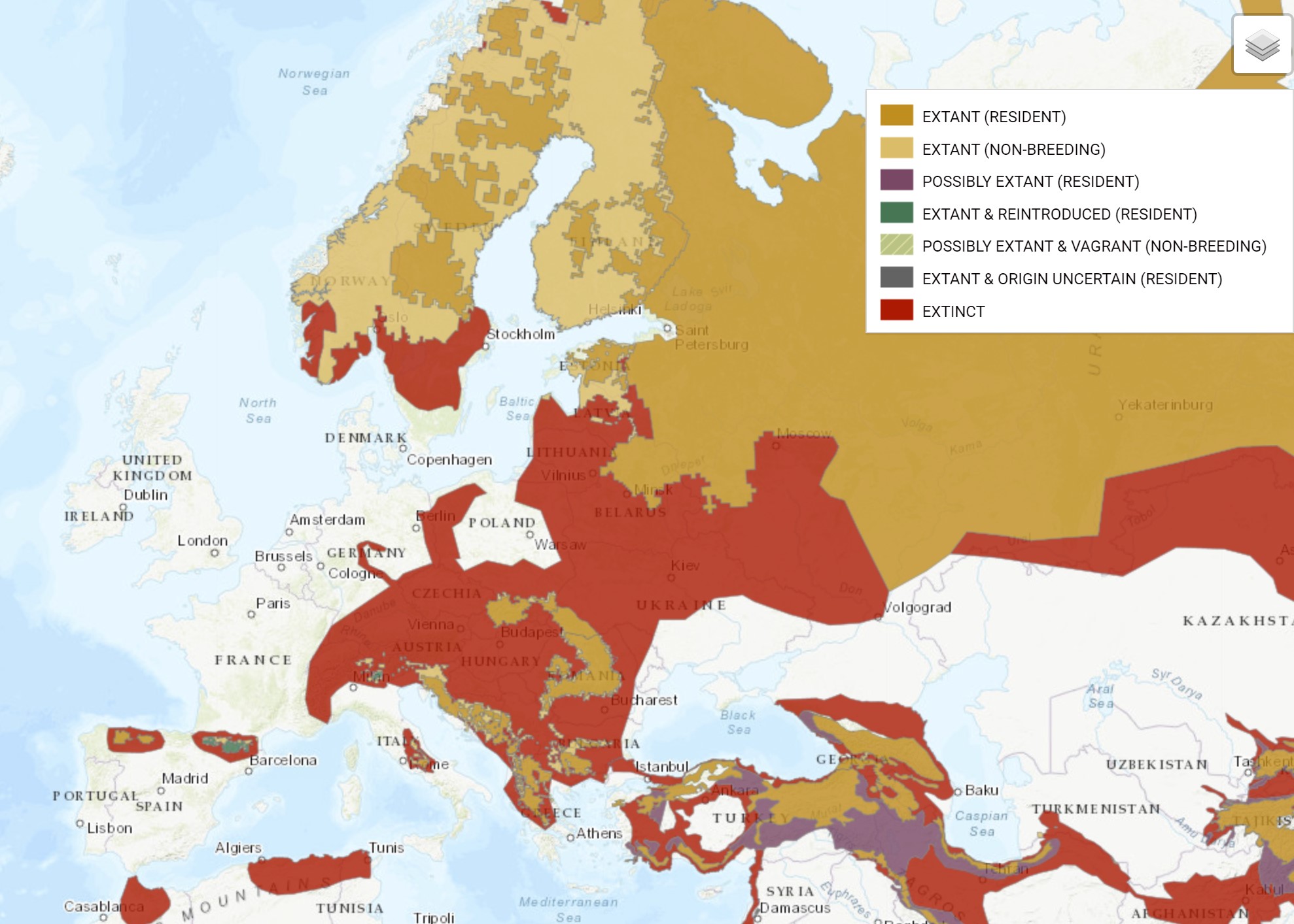 Población del oso pardo en Europa